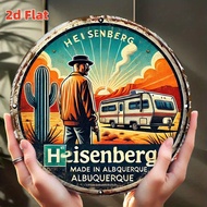 Retro "Heisenberg Made in Albuquerque" Round Metal Tin Sign - Breaking Bad Inspired Desert RV & Cact