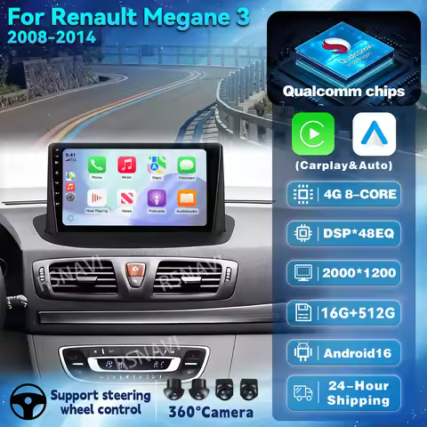 Android 16 Car Radio Multimedia Play For Renault Megane 3 Fluence Samsung SM3 2008 - 2014 Wireless C
