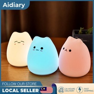 lampu tidur/lampu tidur bilik/ Lampu Tidur Cute LED Night Light Silicone Touch Sensor 7 Colors Cat N