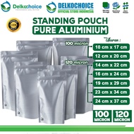 Standing Pouch PURE ALUMUNIUM FOIL Ziplock Delkochoice Food Packaging