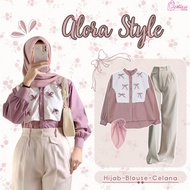 Alora Style (Ribbon Blouse Vest, Oro Pants, Bella Square) Idea Nongki Modern Women's Style JC4D