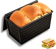 OlBuWa Pullman Bread Tin 1lb(450g), Black Loaf Tin with Lid, Non Stick Bread Tins, Loaf Tins for Bak