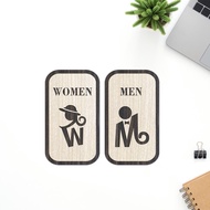 Bảng toilet gỗ decor dán tường trang trí cửa nhà vệ sinh nam nữ quán cafe nhà hàng khách sạn