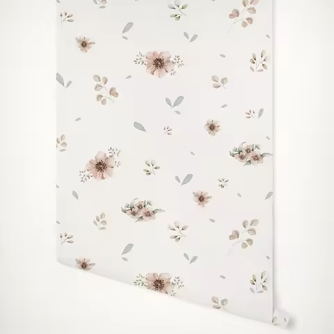 FLOWER MINI WALLPAPER , Soft Pink Floral Wallpaper, Blooming Flowers Wallpaper in Light Back