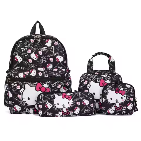 4pcs Sanrio hello kitty kuromi school bag cartoon backpack student backpack fashion cartoon pencil c