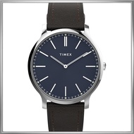 Timex Men's Gallery 40mm Watch, Brown/Blue/Silver Tone, Strap