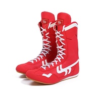 Red Boxing Training Shoes Fighting Shoes Boxing Competition Shoes High-Top