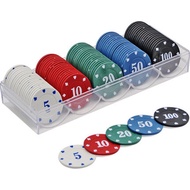 (SG SELLER)POKER MAHJONG CASINO CHIPS CHIP TOKEN DIFFERENT COLOUR BLACK BLUE RED GREEN WHITE 1 2 5 1