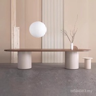 Nordic Long Desk Desk Small Simple Modern Conference Table Log Solid Wood Long Table Oval Workbench 