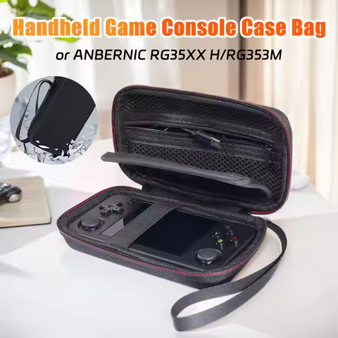 Storage Bag with Mesh Pocket for SD Card USB Type-C Cable EVA Hard Shell Case for Anbernic RG35XX H/