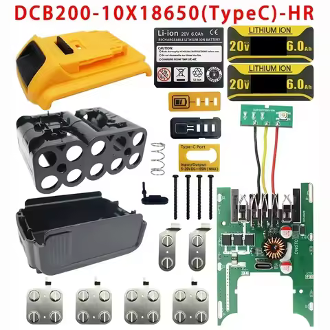 DCB200 Li-ion Battery Case Protection Circuit Board PCB For DeWalt 20V Lithium Battery Type C Charge