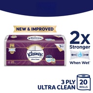 Kleenex Ultra Soft Toilet Tissue 3ply Ultra Clean - Strong & Absorbent Bath Tissue Paper Toilet Roll