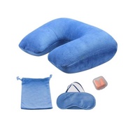 PVC充氣枕頭旅游三件套旅游三寶高級枕頭套裝便攜式枕頭