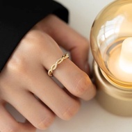 CAHAYA Niche high sense fairy light luxury zircon twist Ring 16K gold plated internet celebrity ring