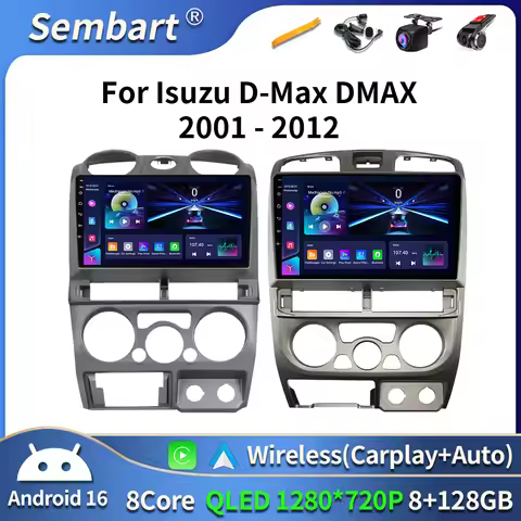 Android 16 WIFI+4G Carplay Auto Car Radio For Isuzu D-Max DMAX 2001 - 2012 Multimedai GPS Navigation