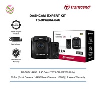 Transcend 64GB DrivePro 620 1440P 2K QHD 60fps Dual Dashcam with GPS, WiFi and Dual Mounts TS-DP620A