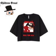 T-shirt CROP TOP METALLICA KILL 'EM ALL CROP TEE band h&m t-shirt Wanita OVERSIZE vintage / tshirt c