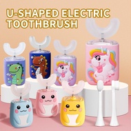 ✵◘ Electric Toothbrush For Kids Silicon Automatic Ultrasonic Tooth Brush Cartoon Pattern Children 360 Degrees U-shaped