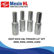 Deep Wall Socket HL 1/ 2" 6PT 8MM, 9MM, 10MM, 11MM H&L Long Socket Wrench