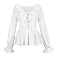 Women Renaissance Blouse Long Sleeve Medieval Peasant Blouse Smocked Pirate Costume Victorian Shirt 