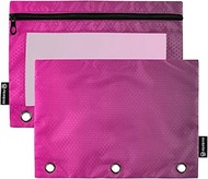 Rose Red Gradient Pencil Pouch 3 Ring Binder Zipper Binder Pencil Bags Women School Clear Binders Po