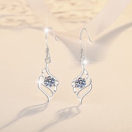 【 GRA Certificate Attached 】 1CT Moissanite Earrings, Angel Wings Earrings S925 Pure Silver Platinum
