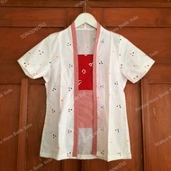 Atasan blouse kutu baru jumputan putih merah 17 agustus lengan pendek