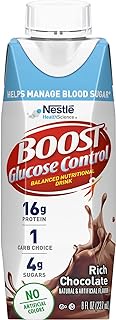 Boost Nutritional Drinks Glucose Control with Extra Nutrient Support Drink, Rich Chocolate, 8 Fl Oz, Pack of 24