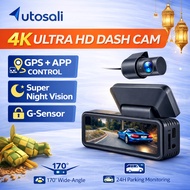 Autosali V8 Dashcam 4K | Front + Rear Cam | GPS + App | G-Sensor | Night Vision | Parking Mode