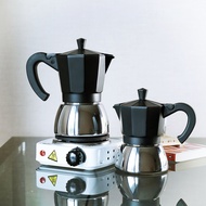Aicoffee สีดำ ชุด มอคค่าพอท ฐานสแตนเลส + เตาไฟฟ้า 500w  สำหรับกาแฟสดที่อร่อยที่สุด