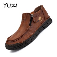 YUZI Four Seasons Leather Fashion Trend Stitched Chinese Large Size Casual Shoes 38-48