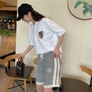High Version LOEWE Trendy Brand Embroidery Ribbon Shorts Loose Loewe Terry Trousers Men's And Women's Summer Pants