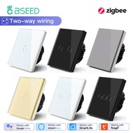 BSEED 1/2/3Gang Smart Zigbee Touch Light Switch 2-Way Control Compatible with Alexa/Google Home No N