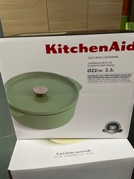 Kitchenaid 22cm奶綠鑄鐵鍋