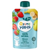 Trái cây nghiền táo, chuối, dâu tây Fruto 90g