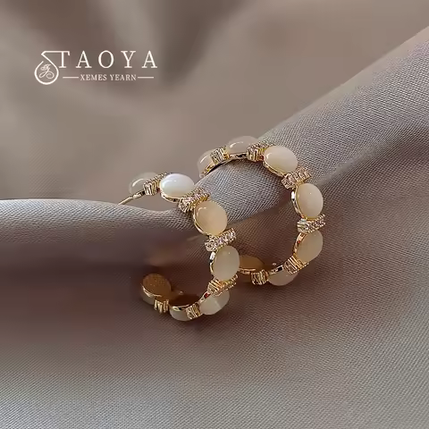 2025 New Luxury Opals Inlaid Zircon C-shaped Dangle Earrings Girls Exquisite Accessories For Korean 