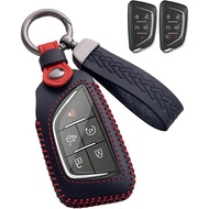 for Cadillac Key Fob Cover Leather Car Key Case keychain Smart Key Fob Holder Compatible for 2020-20
