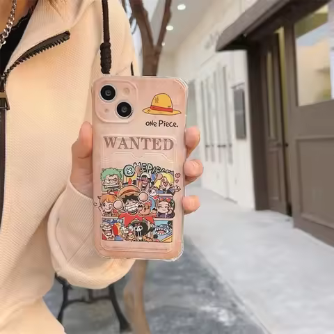 3D Anime Cute Cartoon O-One P-Piece Luffy Wallet card bag Soft Phone Case For iPhone 11 12 13 14 15 