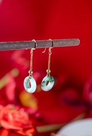 ต่างหู Burmese Jadeite donut earrings