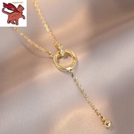 Pure Ang 18k Saudi Gold Pawnable Necklace women's tassel ring necklace light luxury niche fashion clavicle chain jewelry