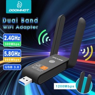 DoomHot USB WiFi Adapter 1200Mbps Dual Band 2.4/5.8 GHz Wireless Network External Receiver USB3.0 Wi