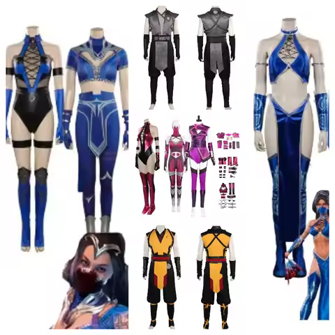 Smoke Mileena Cosplay Mortal Fantasy Kombat Scorpion Kitana Costume Adult Jumpsuit Mask Gloves Hallo