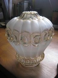 少見早期氣泡老玻璃噴砂燈罩 可當花瓶