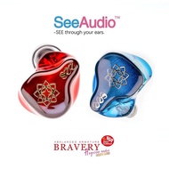 SeeAudio Bravery HIFI DJ Audiophile IEM With 0.78mm 6N OCC Cable Headset Anniversary Edition (Red&Bl