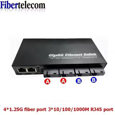 1000M Optic Media Converter 4 SC to 3 RJ45 Gigabit Fiber Optical Transceiver 2A+2B Ports 1310nm/1550