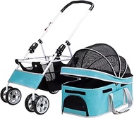 Foldable Pet Stroller for Cats Dogs 4 Wheels Cat Dog Stroller with 360° Front Wheel Rear Wheel with 