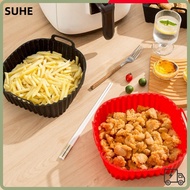 SUHE Silicone Air Fryer Liners, Black Red for 4-7 QT Oven Liner, Air Fryer Accessories with Handle R