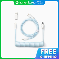 สายเคเบิล Keychron 8K สีพาสเทล สำหรับการเชื่อมต่อทางอากาศ โคิล USB-C แบบตรง สีไลท์บลู