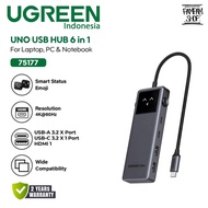 UGREEN 75177 HUB Uno 6 in 1 Type C to HDMI 4K 60Hz + 2 USB a 3.2 + 2 Type C 3.2 10Gbps + Type C PD 1
