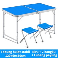 Elegan Home Meja Lipat Koper 4 Kursi Meja Lipat Meja Koper Aluminium meja Portable Kaki